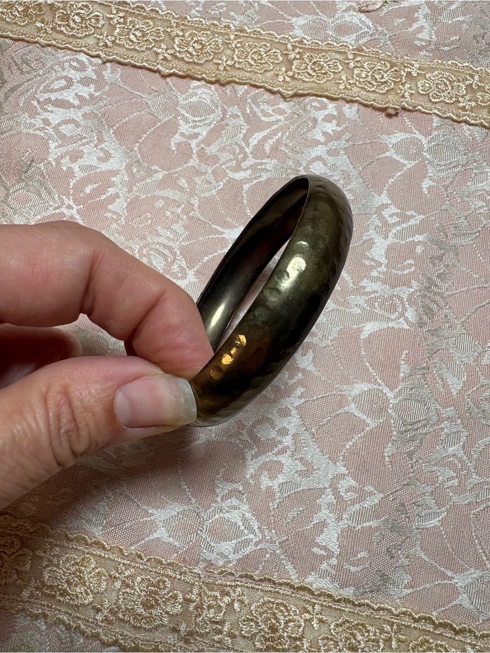 Vintage Marbled Resin Lucite Bangle Bracelet Brown Olive Chunky Boho Retro